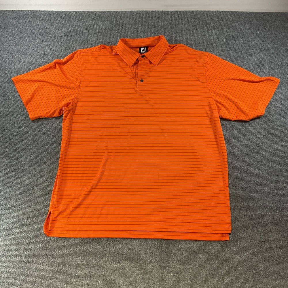 FootJoy Mens XL ProDry Performance Golf Polo Shirt Orange Striped Short Sleeve